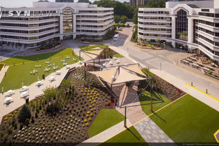 SYNLawn Shreveport LA artificial grass for commercial office buildings plaza courtyards