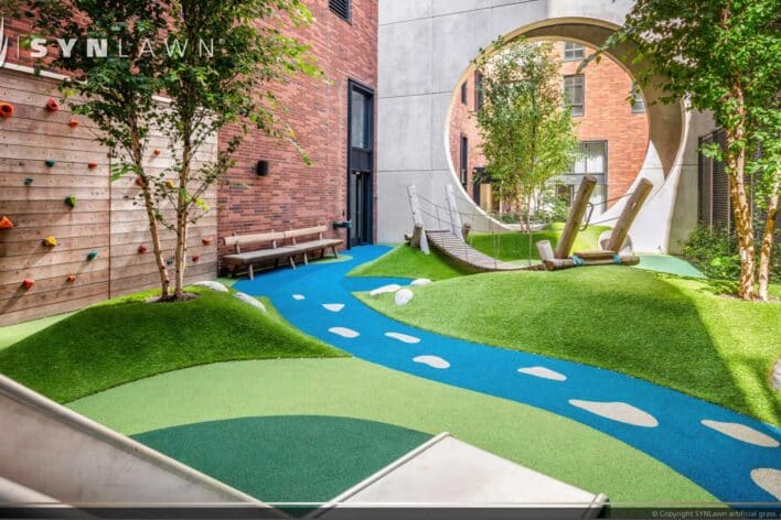 SYNLawn Shreveport LA roof rooftop artificial turf play maze